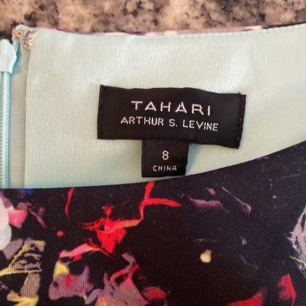 Tahari neon bold floral print boatneck sheath dress 8 PP3 - Picture 10 of 12